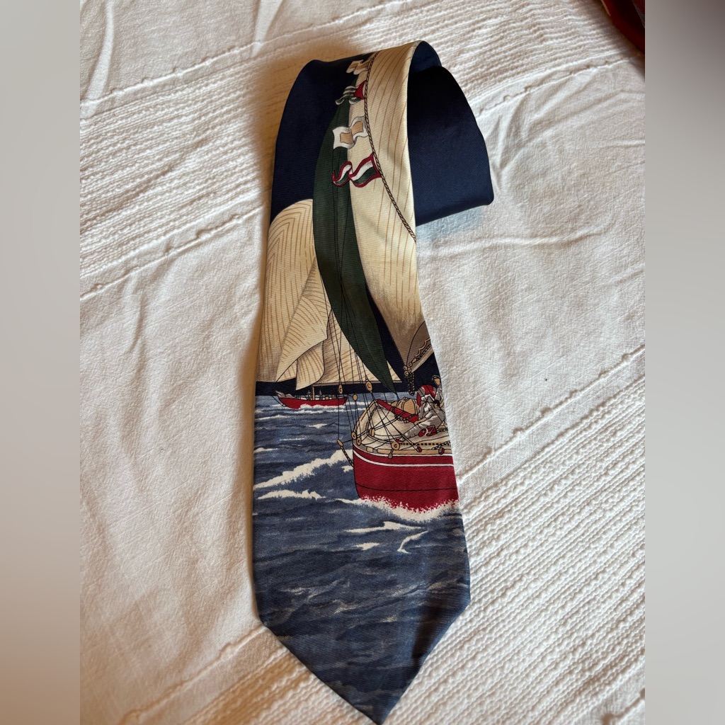 Rare Vintage Rooster Nautical Necktie Silk Rare